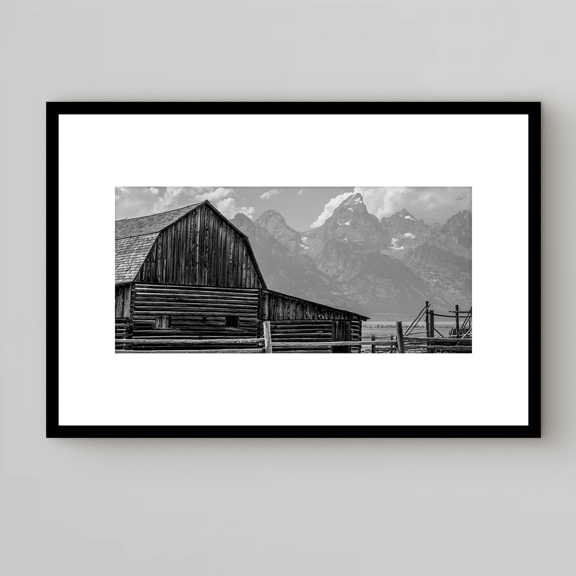 Photography under glass of a barn in a countryside
