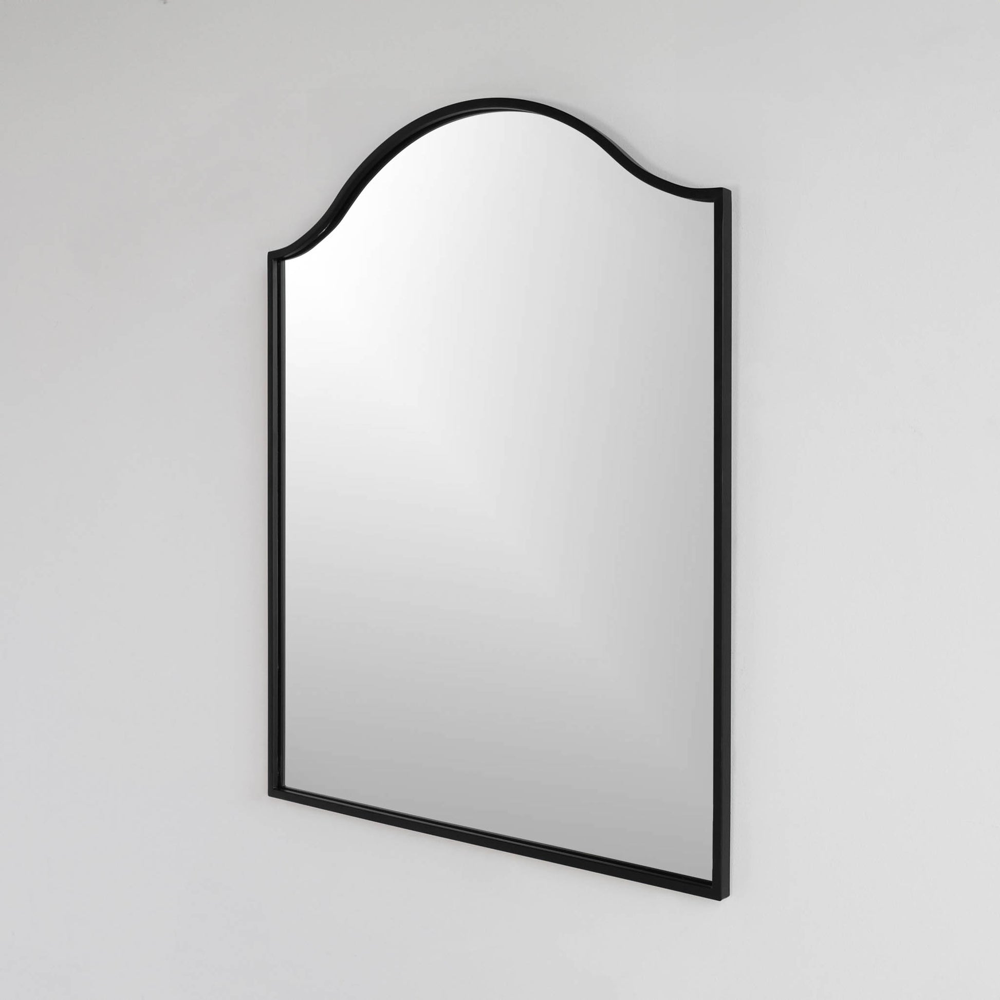 Side view of Tudor-inspired mirror: Four-centered arch design