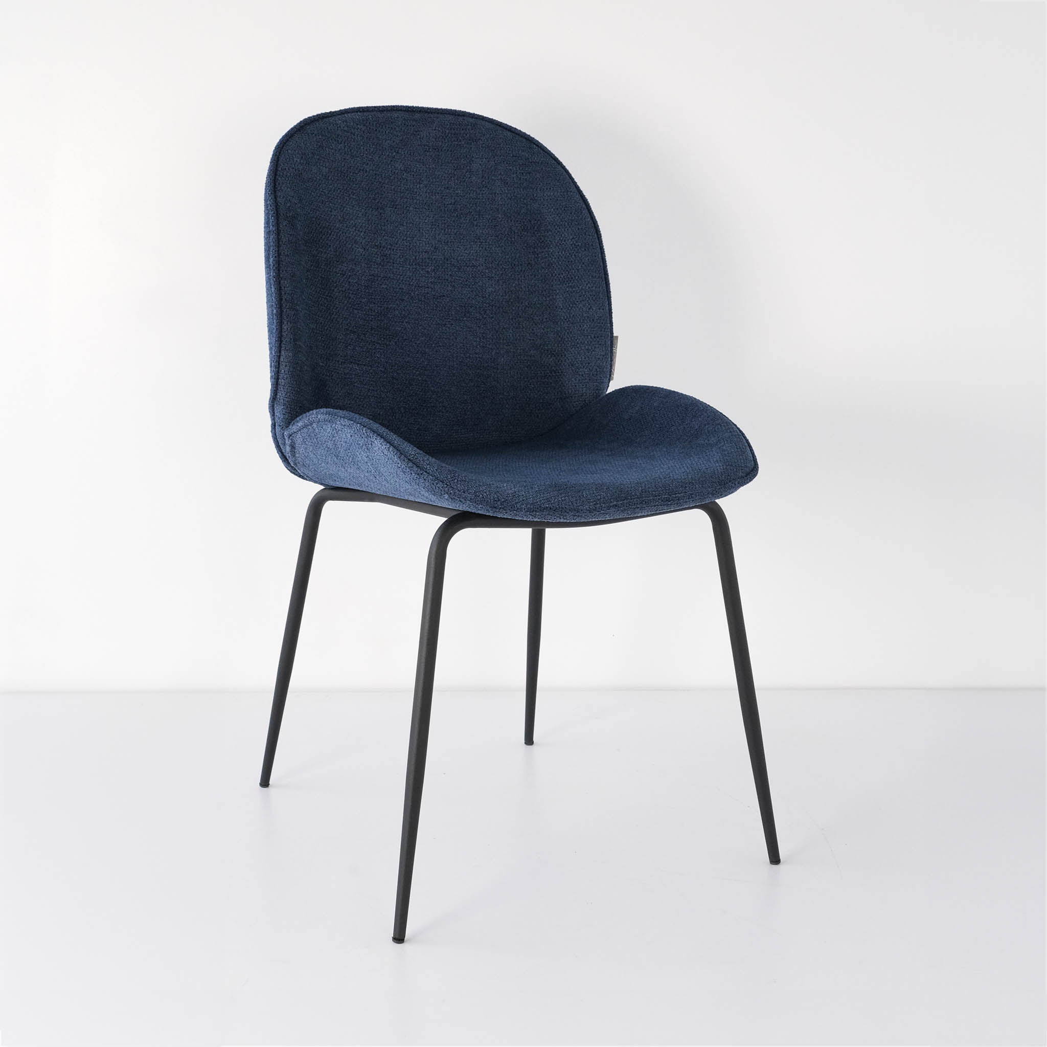 Royal blue Beetle dining chair, vibrant and elegant