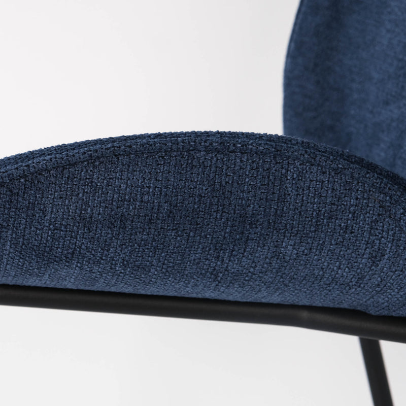 Seat view of a royal blue Beetle dining chair