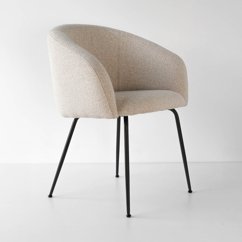 Sleek, stylish modern oatmeal dining chair with dark bronze legs