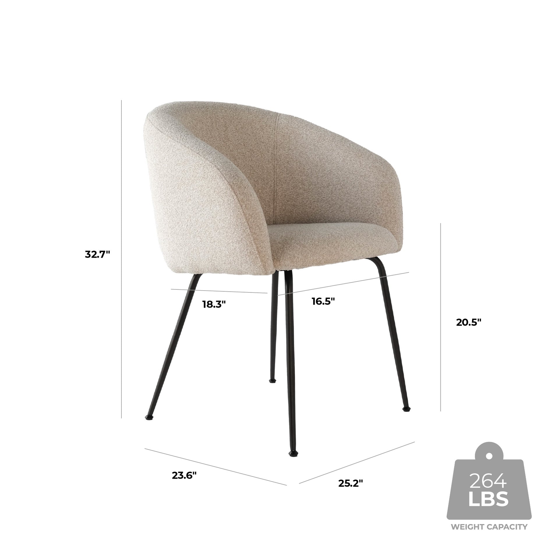 Dimensions of  modern dining chair