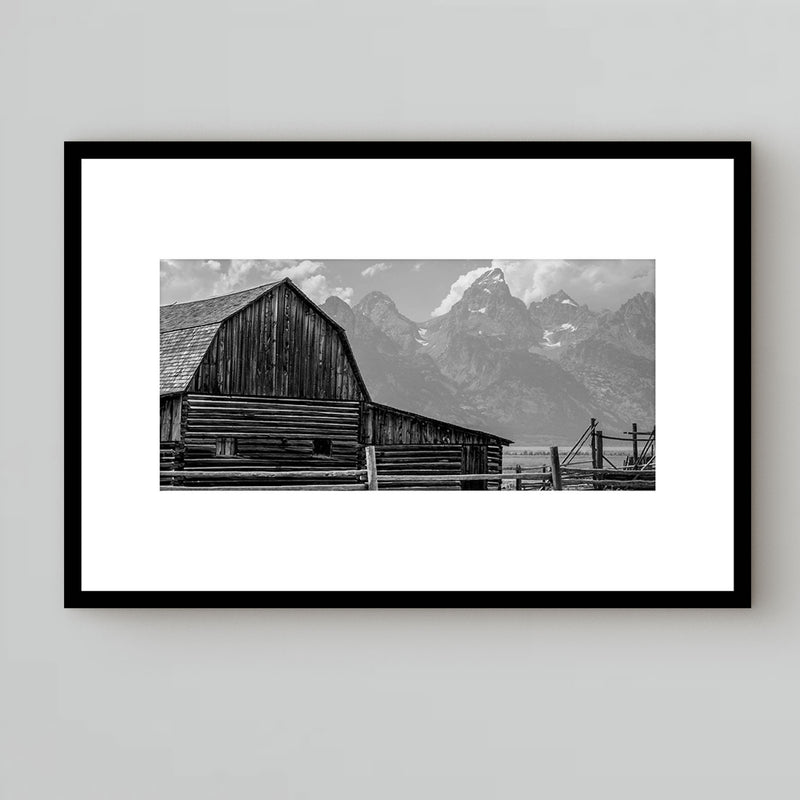 Photography under glass of a barn in a countryside