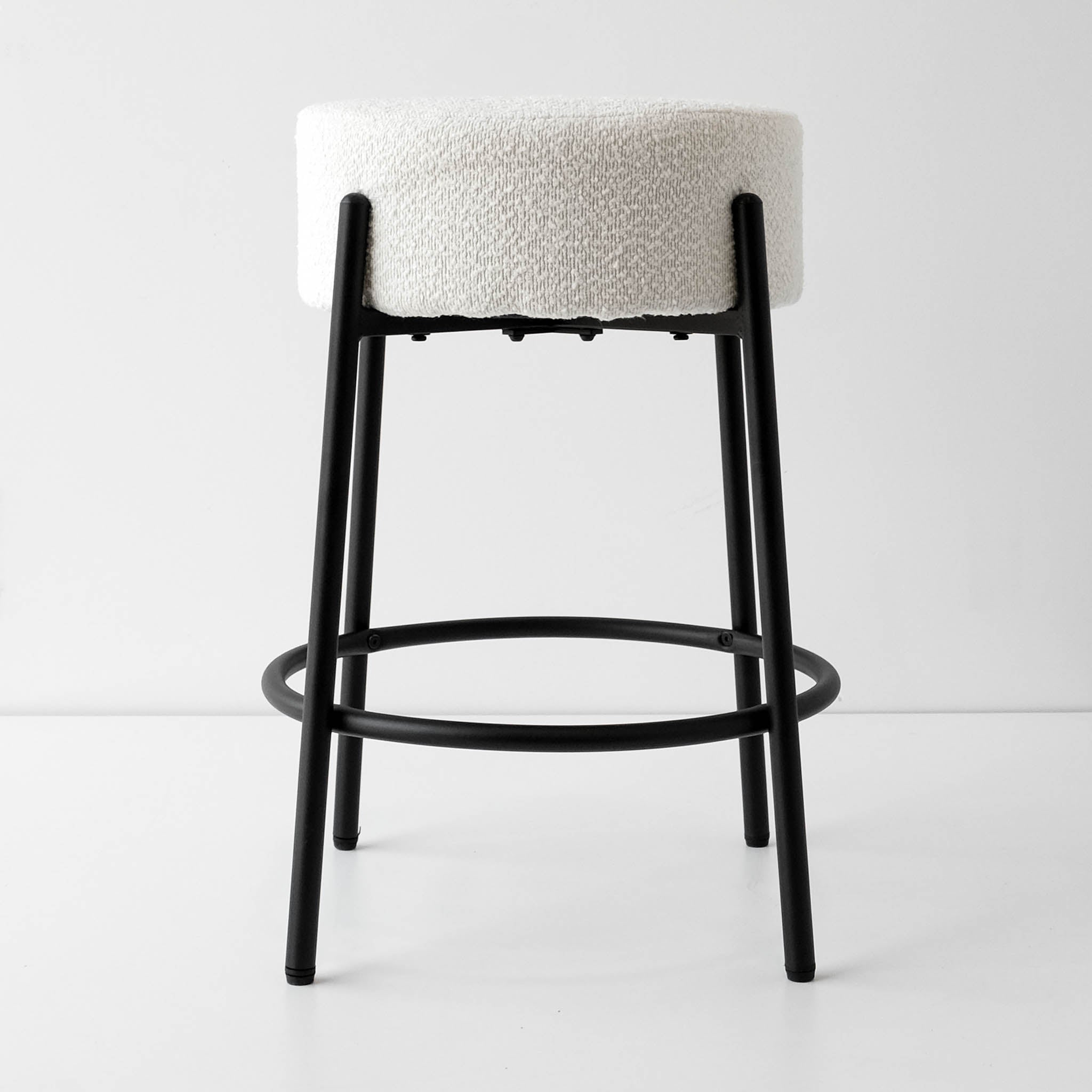White Boucle Counter Stool