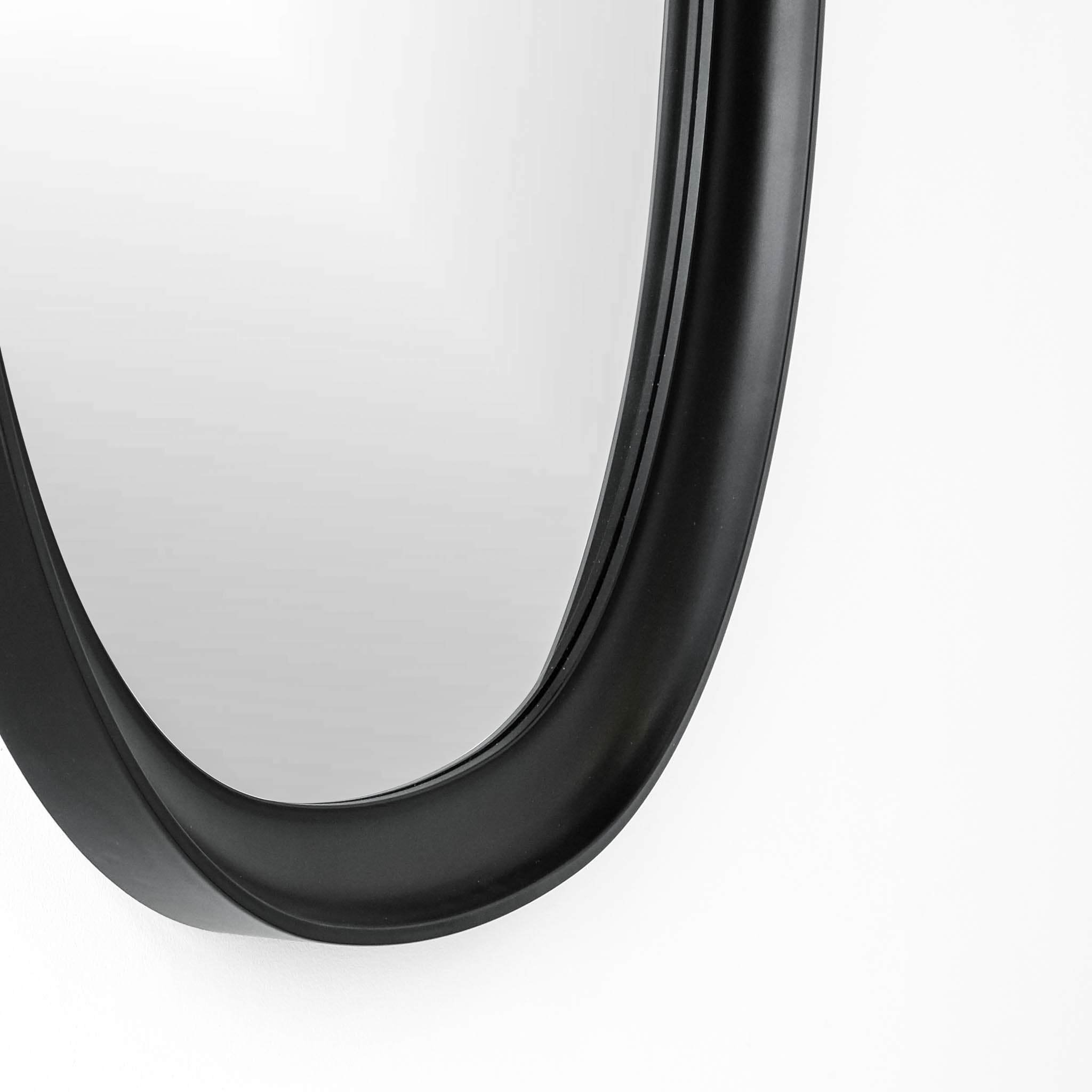 Frame view of Parisienne black oval mirror 