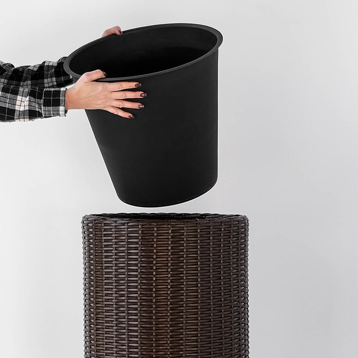 Dark brown planter and removable pot