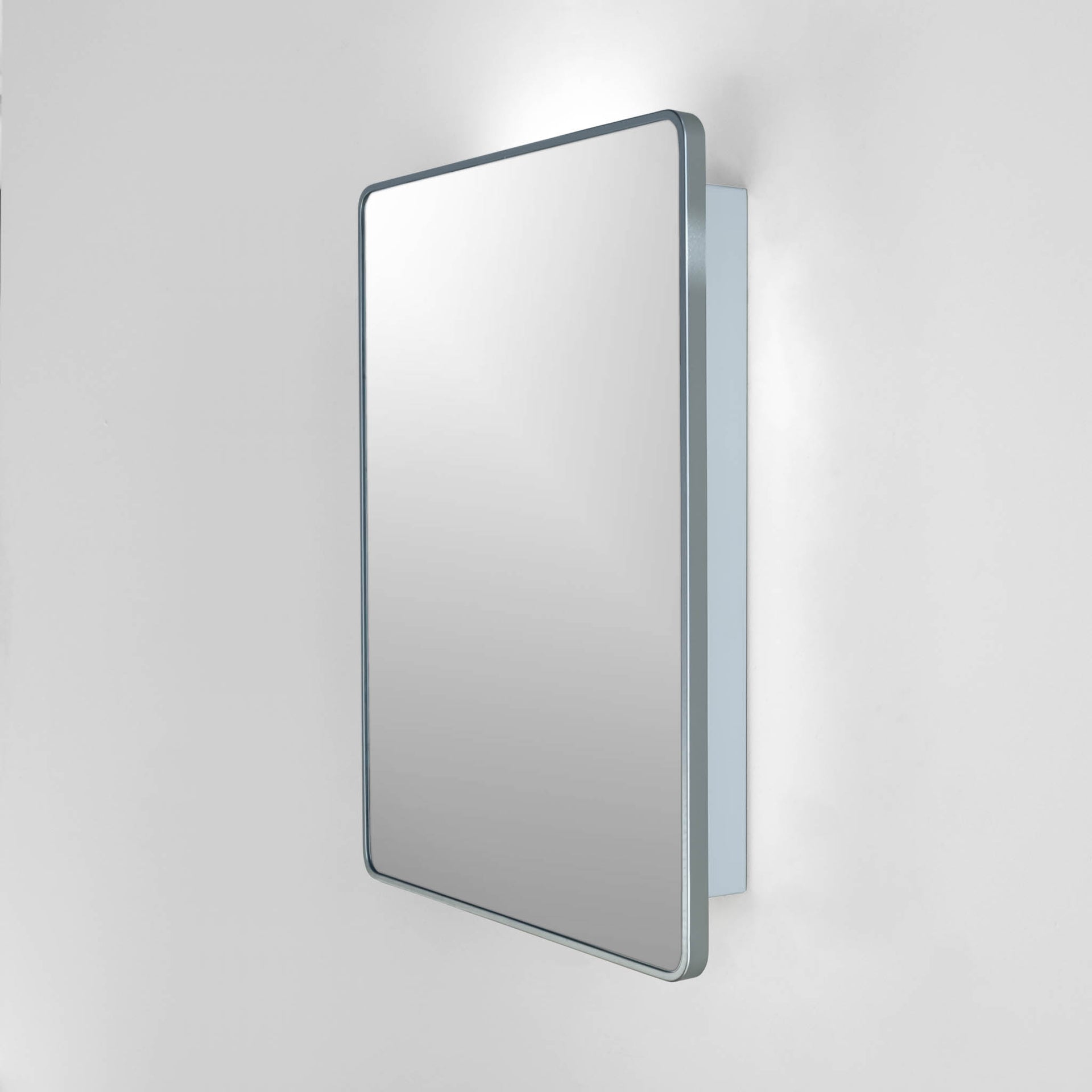 Modern, sleek nickel medicine cabinet