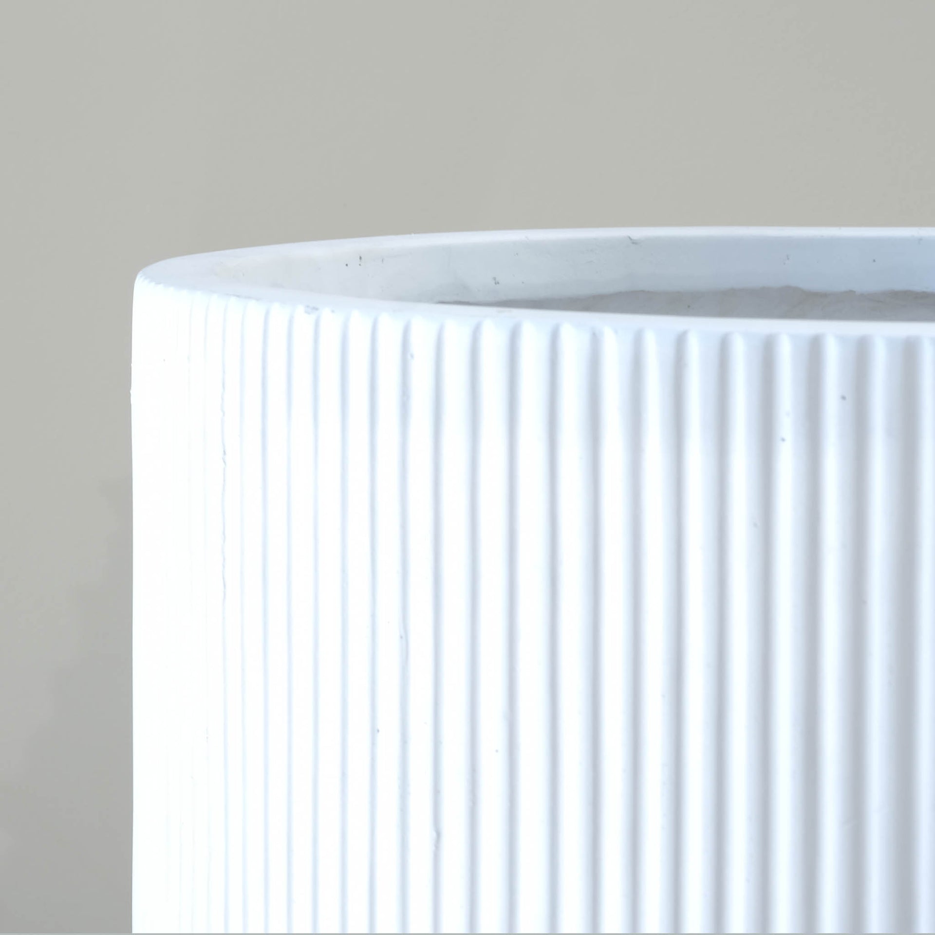 Fiberglass flutted white modern planter